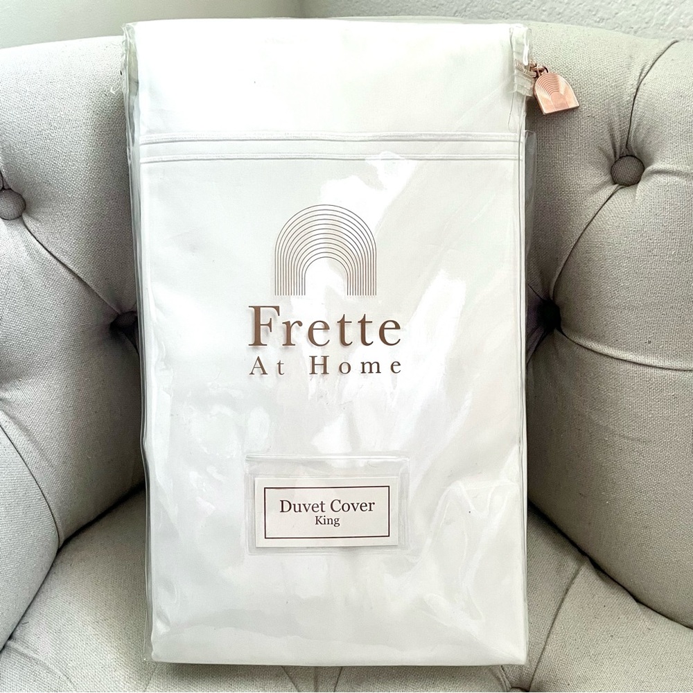 🩷 Frette At Home King duvet cover white EMBROIDERED percale stitch